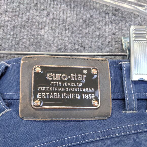 Euro Star Women's Equestrian Breeches Pants Blue S 5-Pocket Zip Fly Tapered Leg - Picture 10 of 13